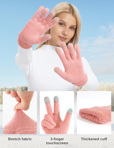 ORVINNER Winter Gloves for Women, 4 Pairs Womens Touch Screen Warm Lining Stretchy Thermal Knitted Gloves for Cold Weather - Image 5