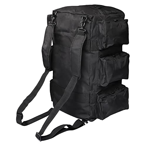 Sparklekle Military Duffel Bag 50L Gym Bag for Men Convertible Weekend Backpack for Sports Travel Camping (Black)