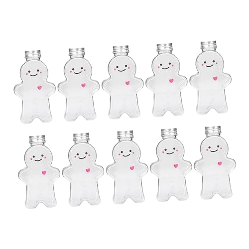 Folpus ジンジャーブレッドマン 空のジュースボトル 気密蓋付き 飲料瓶 飲料容器 お茶 冷蔵庫 ジュース キャンプ用 10個, クリア