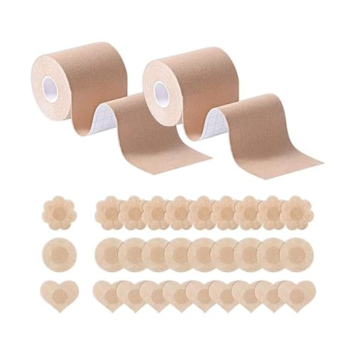 TTPSRY Cinta de Pecho Levantamiento de Senos Sujetador Adhesiva Push Up Boob Tape Sujetador Pegatinas Espalda Descubierta sin Tirantes de 30pcs Cubre Pezones para Copa A-E