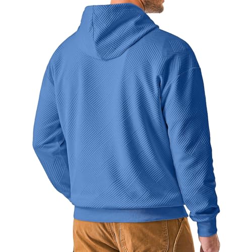 Mens Hoodies Drawstring Hooded Collar Casual Sweatshirt Jacquard Textured Long Sleeve Sweatshirts with Pocket2