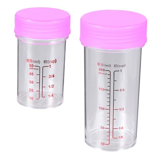 CONGARTENO 2 Set Pp Measuring Cups Test Tubes Laboratory Tube Liquid Measuring Cup Lab Tube Graduated Marks Bottle Lab Sample Tube Chemistry Test Tube Clear Sample Vials Red re-usable