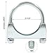 Zorveiio 2-1/2'' U Bolt Muffer Exhaust，Heavy Duty Exhaust Clamp with Saddle Style U-Bolt Pack of 2