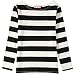 SSLR Big Girl's Crew Neck Long Sleeve Cotton Stripe Tee Shirt (Small(7-8), Black White)