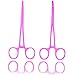 AAProTools 2 Piece Curved & Straight 5.5 Inch Hemostat Set - Stainless Steel Locking Tweezer Clamps - Ideal Hemostats for Nurses, Fishing Forceps, Crafts and Hobby, (Pink Dots Coated)