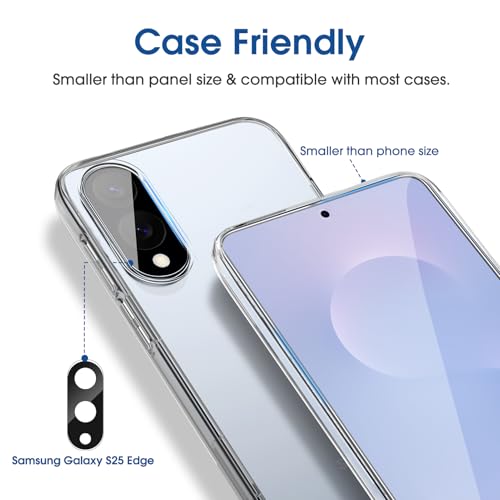 Image of amFilm Auto-Alignment OneTouch for Samsung Galaxy S25 Edge 6.7 inch Screen Protector + Camera Lens Protector, Tempered Glass, 30 Seconds Installation, Bubble Free, Case Friendly, Anti-Scratch [2+2 Pack]