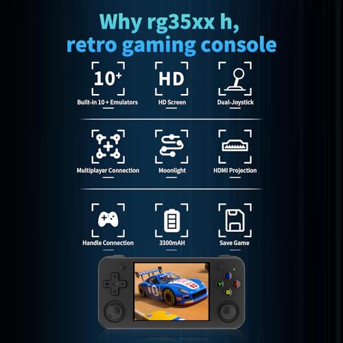 Image of RG35XX H, Anbernic Retro Handheld Gaming Console with 64GTF Card, Dual Joystick Design 3.5-inch HD Screen Lasts up to 8 Hours High-Capacity Battery for Better Experience (64G White)