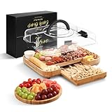 KHINYA Charcuterie Boards - Cheese Board Set, Charcuterie Board with Lid, Gifts for Women, Cheese plate for Housewarming, Convenient Lid Design with Handle (1 Drawer Black)