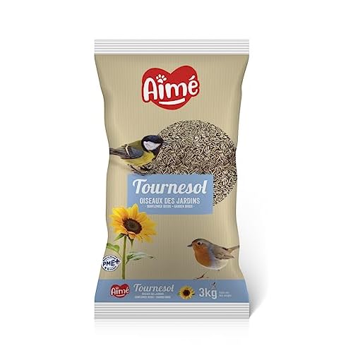 Aimé – Graines de Tournesol pour Oiseaux du Ciel Sauvages 3kg – Nourriture Oiseaux Extérieur pour Rouge-Gorge, Pinson, Mésange – Source de Matières Grasses