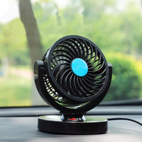 Image of AutoBizarre 12V Electric Car Cooling Fan 360 Rotatable Single Head Air Circulator Fan Manual Rotation Single Speed for All Cars (Black)