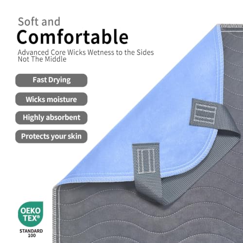 Image of Accompagner Positioning Bed Pads Washable Waterproof, with 6 Reinforced Handles, Ultra-Absorbent, for Lifting, Turning, Transfering, Elderly and Incontinence Patients (Dark Gray, 36 inchx54 inch - Pack of 2)