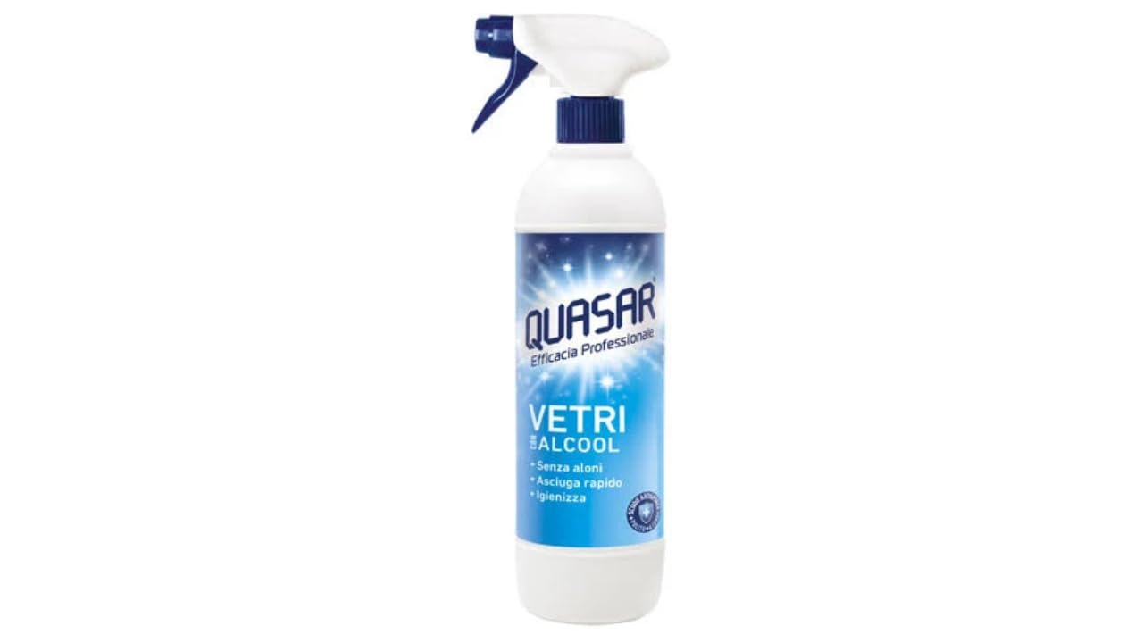 Quasar - Limpiador de cristales con alcohol (12 unidades, 580 ml, incluye llavero Italy Shop Service gratuito)