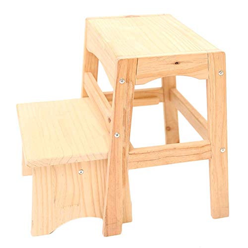 Escalera de madera de 2 paso pequeña para casa taburete portátil y seguro de 37x44x27cm 2