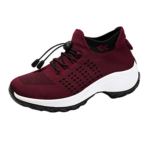 Chaussures de sport respirantes femmes en tricot léger et semelle antidérapante souple