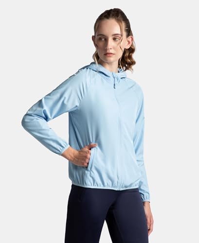Image of Jockey MW50 Women's Microfiber Fabric Relaxed Fit Raglan Styled Water Resistant Hoodie Jacket with Stay Dry Treatment