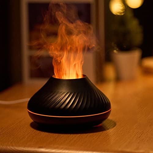 RGWYGCG Room Aroma Diffuser,Home Flame Mimic Essential Oil Diffuser,Room Diffusers for Home,Flame Diffuser,Colour Changing Flame Humidifiers for Bedroom,Suitable for Baby Bedroom,Black