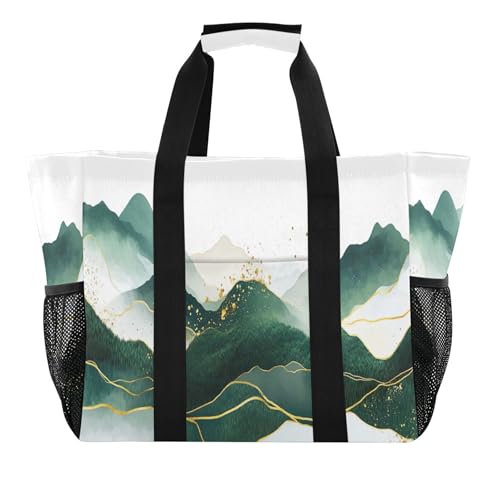 Grand sac de plage en toile imperméable Green Mountains pour femme
