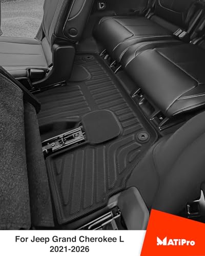Image of Car Floor Mat for Jeep Grand Cherokee L 2021-2026 6-Seat w /o Center Console | TPE All Weather Easy-install Odorless Waterproof No Trim Non-slip Easy-clean Fits Laredo Limited Overland Summit Reserve
