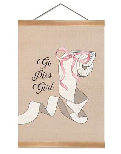 ZTGDA Funny Bathroom Decor Wall Art,Go Piss Girl Pink Wall Poster,Restroom Wall Decor,Dorm Decoration,Apartment Prints,Humor Sign For Powder Room 12x16inch(Go piss girl)