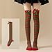 Womens Striped Knee High Socks Fashion Color Striped Hallowee Cosplay Stockings Christmas Scene Clothing