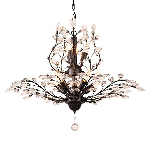 Lustre en cristal noir E14 lustre de salon minimaliste chic de 62cm
