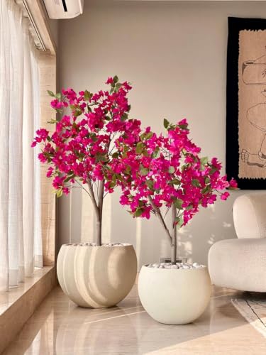 Image of Artificial Bougainvillea Tree 5 Feet with Pot Premium Pink Flower Plant for Home, Office, Living Room, Hotel & Indoor Decoration Natural Look, Maintenance-Free Faux Plant