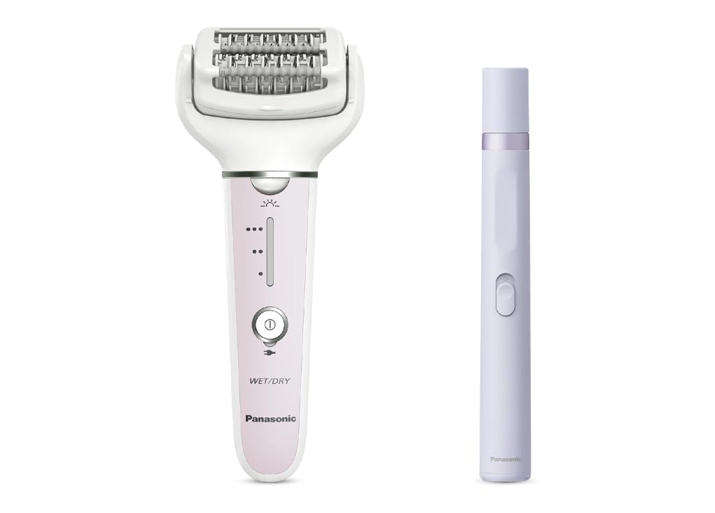 Panasonic ES-EYL9-P503 Kabelloser Nass-/Trocken-Epilierer für Damen, 3 Geschwindigkeiten, Weiß/Hellviolett