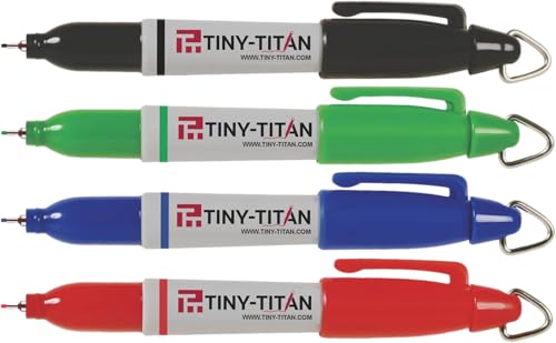 ミニマーカー 極細 油性インク メタルチップ キーチェーンクリップ ゴルフボールマーカー クリップオンナースバッジ レッド ブラック ブルー レッドインク 極細ペン 4本