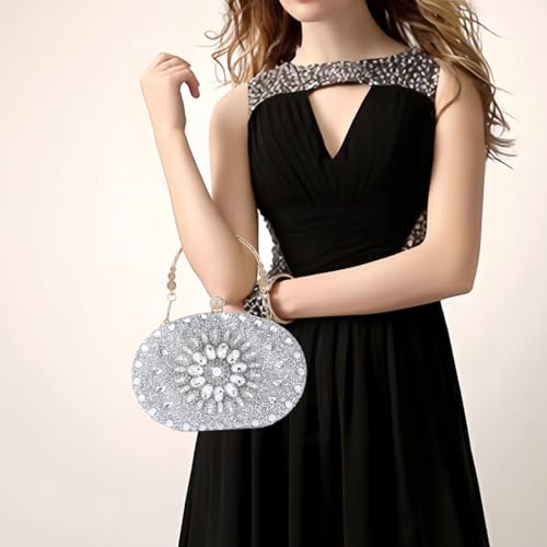 Image of Sparkly Women's Evening Clutch Purses Rhinestone Bag Luxury Handbags For Weddings Formal Prom Party