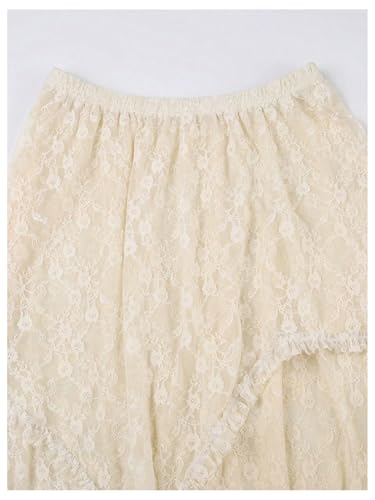 GORGLITTER Women's Floral Lace Layered Ruffle Skirt High Low Asymmetrical Boho Western Skirts 5