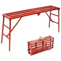 bimiti Scaffolding Folding Work Platform Length 70.87in Width 14.96in Height Adjustable Folding Work Platform Galvanized Steel Welded Maximum Load Capacity 770lbs Adjustable Work Platform Red
