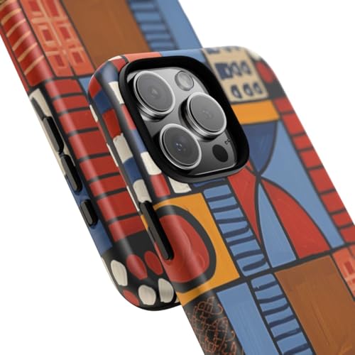 Coque iPhone 16 Pro Max rigide mate motif géométrique bleu