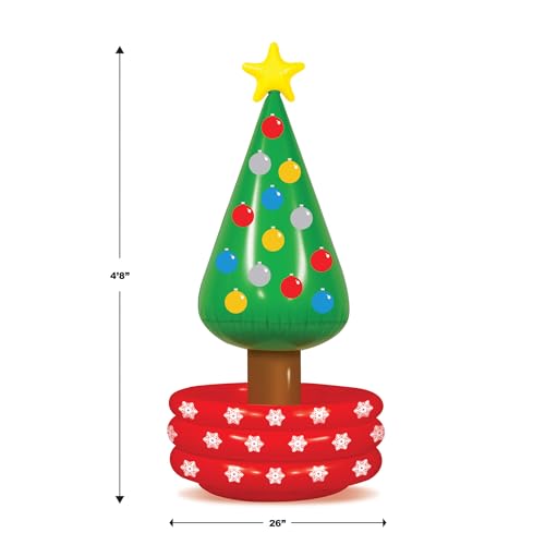 Image of Beistle Inflatable Novelty Christmas Tree Drink Beverage Cooler for Office Holiday Winter Party Decorations, 26 inch x 56 inch, Multicolored