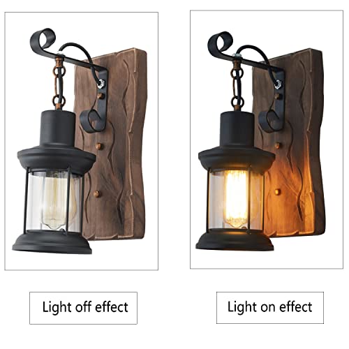 Nddswm Vintage Industrial Wall Sconce, Rustic Light Fixtures Wood Metal Farmhouse Indoor Black Wall Sconce Fixture For Dining Room thumb #1