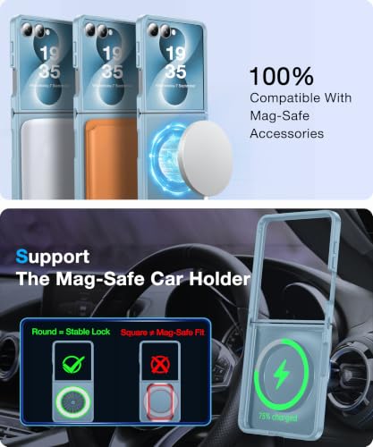 Image of NO.1 Magnetic for Samsung Galaxy Z Flip 8 Case with MagSafe | [Military Grade Drop Tested][Translucent Matte][Anti-Fingerprint] Soft Silicone Bumper for Samsung Flip 8 Case Slim,Sky Blue