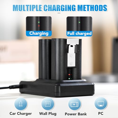 Image of 2Pack 7200mAh Replacement Battery with Charger Station for Ring-Doorbell Camera 2 /3 /3 Plus /4, Spotlight & Stick Up Cam, Rechargeable Upgraded Lithium Li-ion Batteries 3.65V (2Pack 7200mAh+LED charger)
