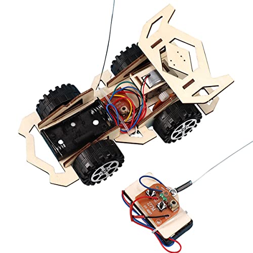 Wooden Wireless Remote Control Racing Car Kit F4,Science Experiment Kit,Science Experiment Kit for Applicable to Youth Age,Robotic Stem Project Model Car Kits to Build