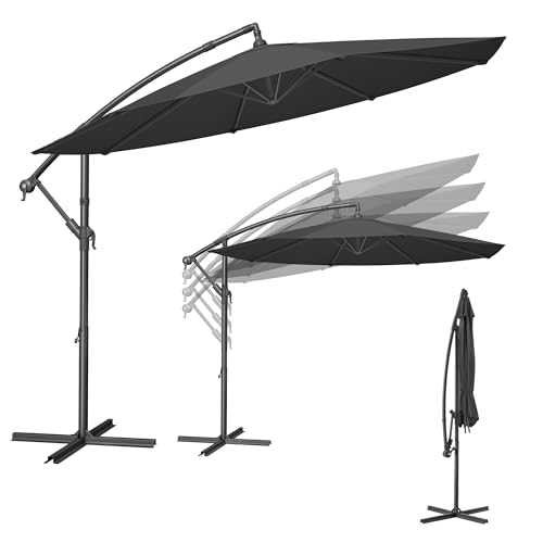 SONGMICS Sonnenschirm, Ampelschirm 300 cm d, mit Ständer, Sonnenschutz...