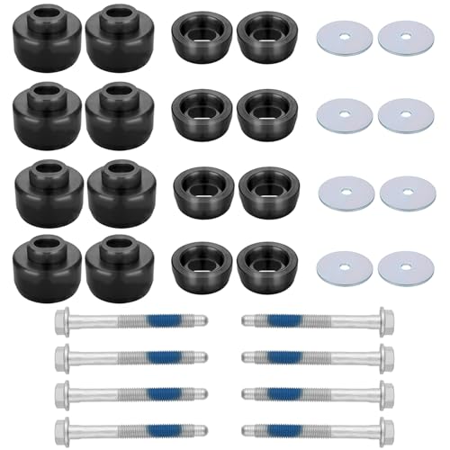 ATZTNUO 7-141 Body and Cab Mount Bushing Kit for 1999-2014 Chevy Silverado & GMC Sierra 1500/2500 2WD/4WD Body Cab Mounts with Mount Cushion Bolts 1999-2004 Replaces# 11516868 15704260 (Black)