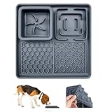 Tapis de Léchage pour Chien et Chat Silicone sans BPA Tapis de Leche pour Chien avec Ventouses Lavable au Lave-Vaisselle Apaisant et Anti-Anxiété Alimentation Lente Promouvoir Santé Dentaire, Gris
