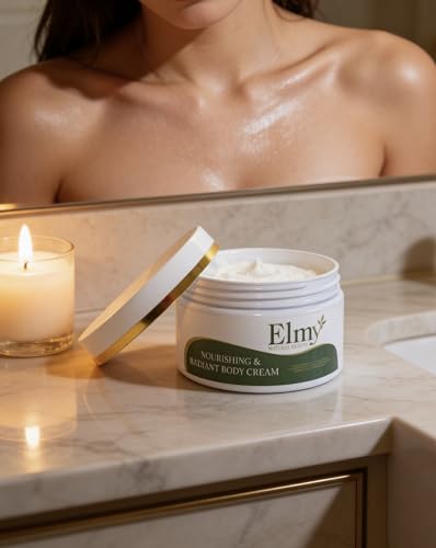 Elmy Natural Beauty Ultra-Hydrating Body Cream, Shea Butter & Cocoa Butter daily use Lotion for Dry Sensitive Skin, 8 oz, unisex — view 3