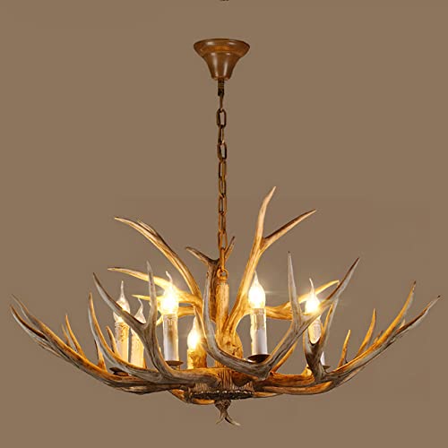 Chandelier en bois de cerf suspendu luminaire rétro pour îlot de cuisine et salon
