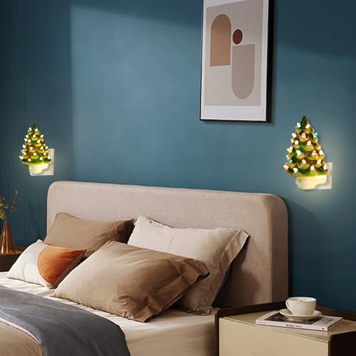 Blissun Christmas Night Light, Ceramic Tree Decor 6 Inch with Multicolor Bulbs, 360° Swivel Plug & On/Off Switch for Bedroom, Home, Bathroom (2 Pack) by Blissun - Image 5
