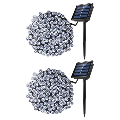 Luces solares LED para jardín 2 sets 10m 100 LEDs blanco