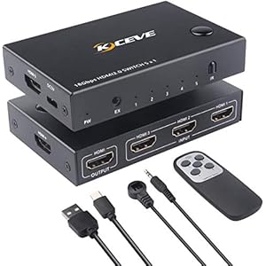 KCEVE HDMI Switch 5 Ports 4K@60Hz HDMI 2.0 Switcher Box wit