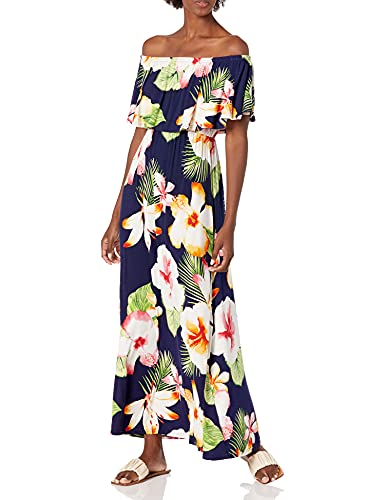 28-Palms-Womens-Tropical-Hawaiian-Print-Off-Shoulder-Maxi-Dress
