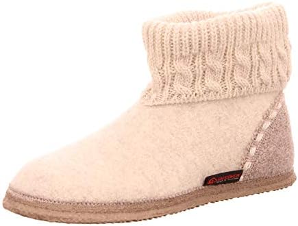 Giesswein Freiburger Hüttenschuhe Warme hohe Woll-Damenhausschuhe aus rutschfestem Filz mit Strickbündchen