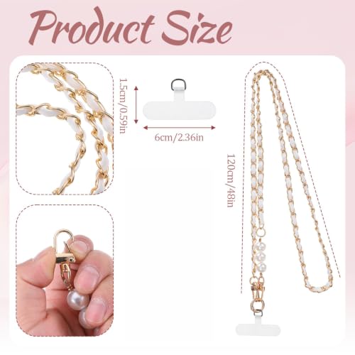 Image of Phone Lanyard, Phone Chain, Anti-Lost Phone Wrist Strap - Double Phone Chains Hand Charm With Aesthetic Pearl Beaded Design - Cute Decoration for Keychain, Wallet, and Camera