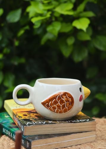 Image of Weaving Home Birdie Ceramic Coffee Mug with Handle - Microwave and Dishwasher Safe