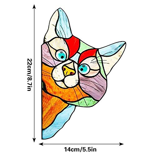 image for Barbas & Zacári Stained Glass Cat Window Hangings - Peeking Cat Stain